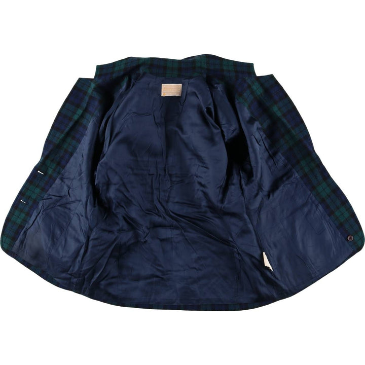 Vintage 1970'S Pendleton Blackwatch Check Wool Tailored Jacket, Made in USA, Women's Size L wool navy blue type Vintage Second Hand