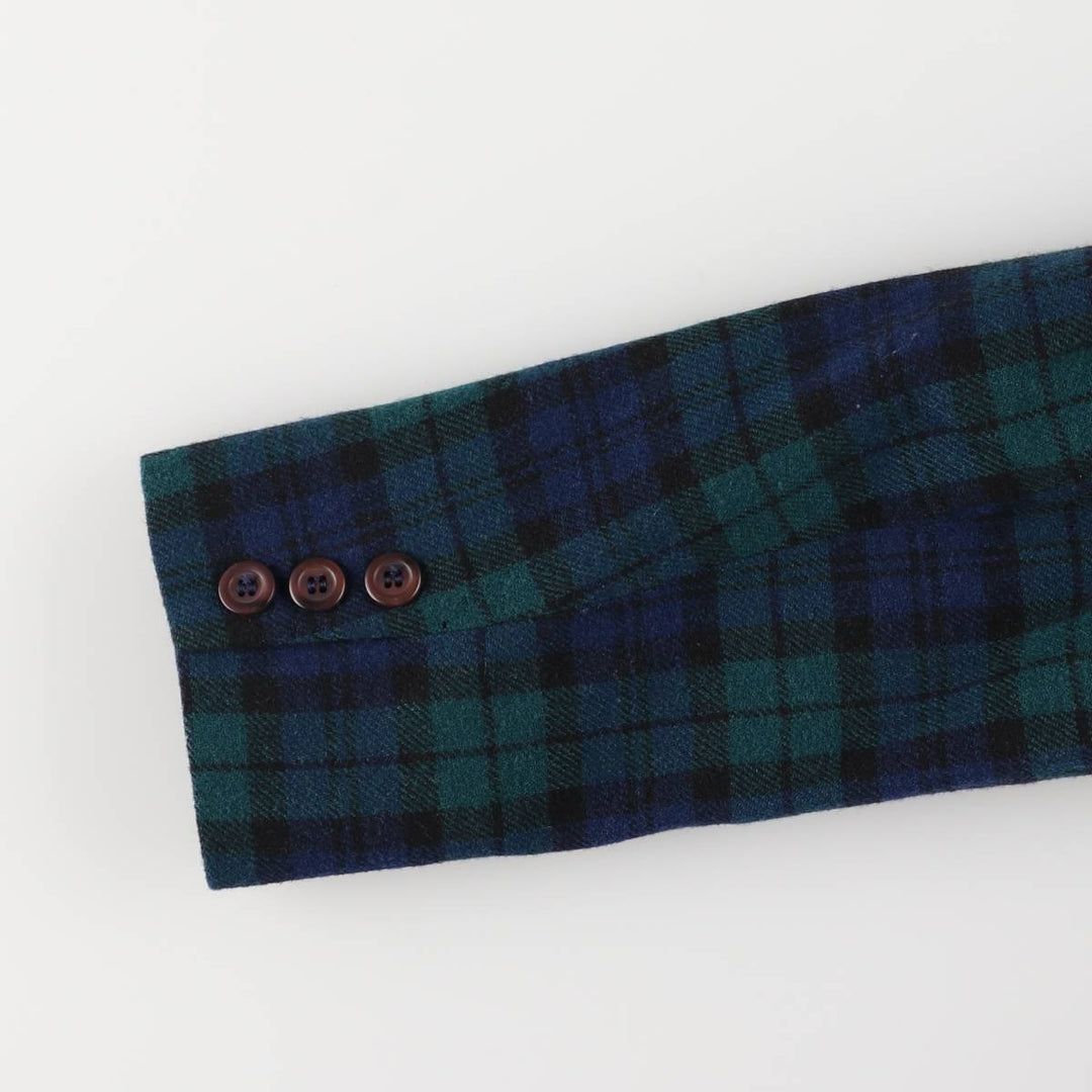 Vintage 1970'S Pendleton Blackwatch Check Wool Tailored Jacket, Made in USA, Women's Size L wool navy blue type Vintage Second Hand