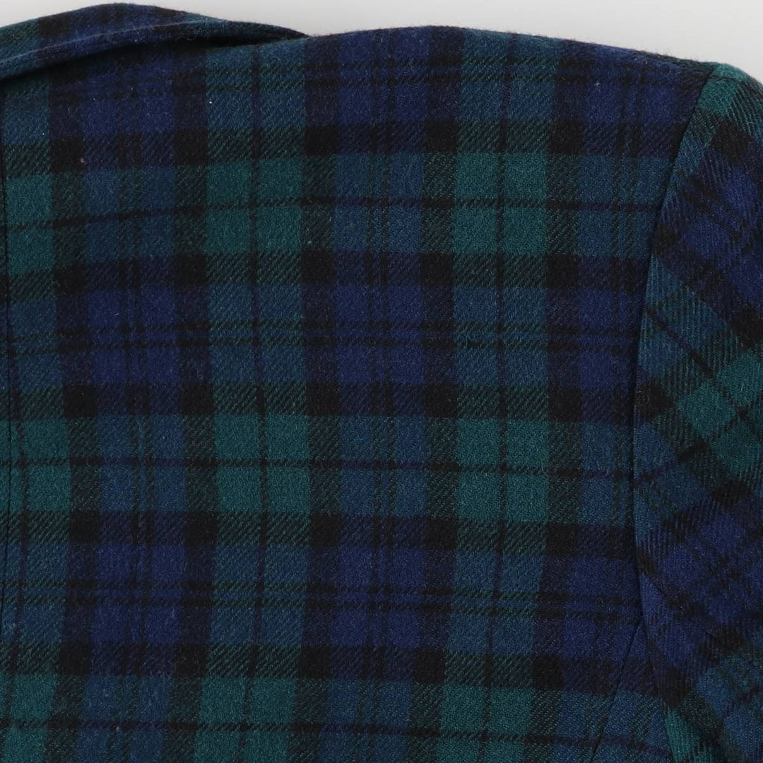Vintage 1970'S Pendleton Blackwatch Check Wool Tailored Jacket, Made in USA, Women's Size L wool navy blue type Vintage Second Hand