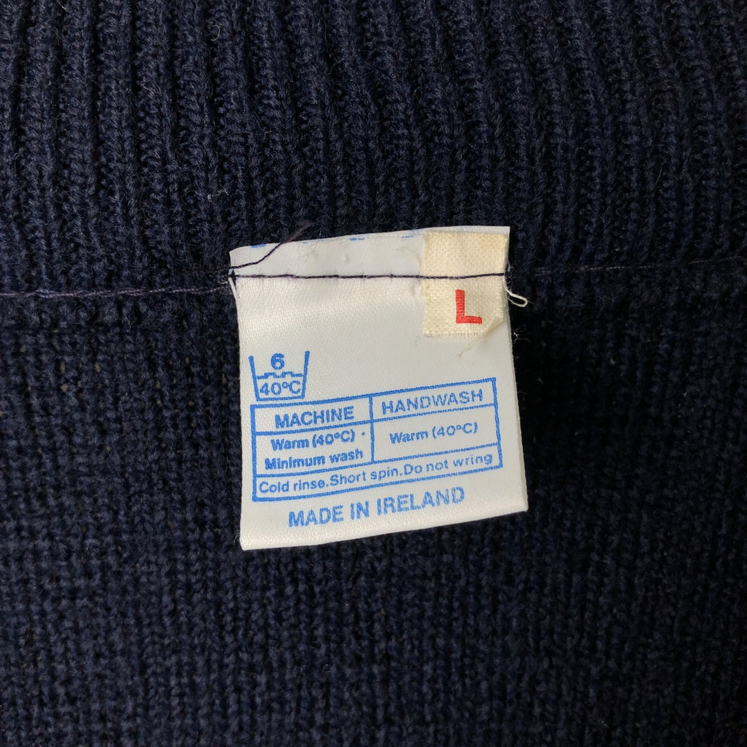 V-neck acrylic knit sweater, men's size L acrylic navy blue type Vintage Second Hand