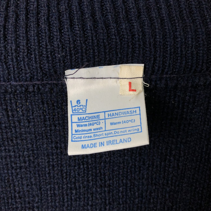 V-neck acrylic knit sweater, men's size L acrylic navy blue type Vintage Second Hand