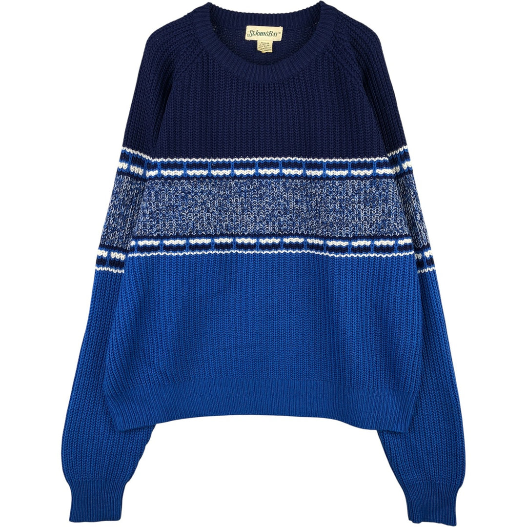 Vintage St. John's Bay acrylic knit sweater, size L, men's size L acrylic blue type Vintage Second Hand