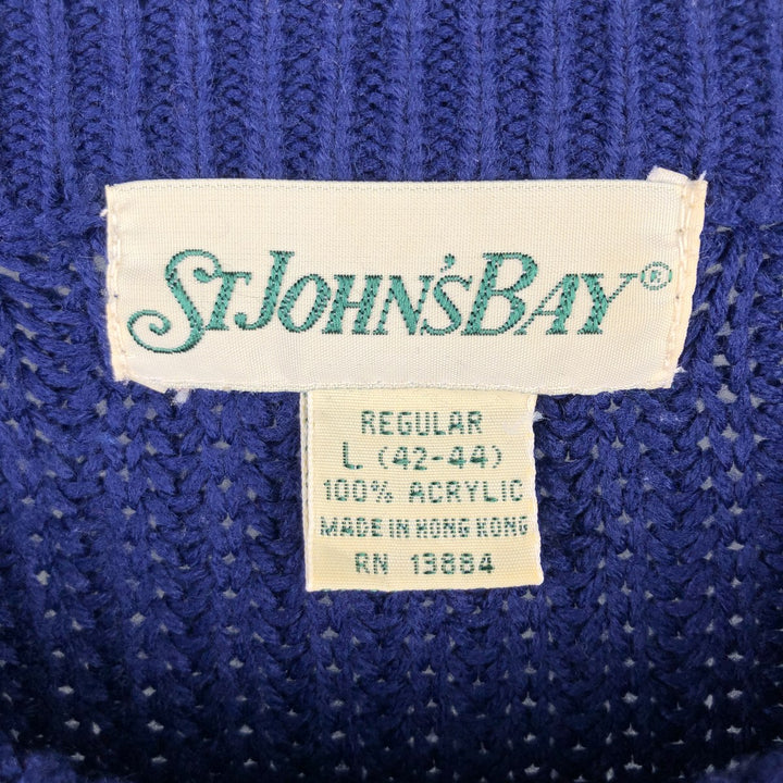 Vintage St. John's Bay acrylic knit sweater, size L, men's size L acrylic blue type Vintage Second Hand