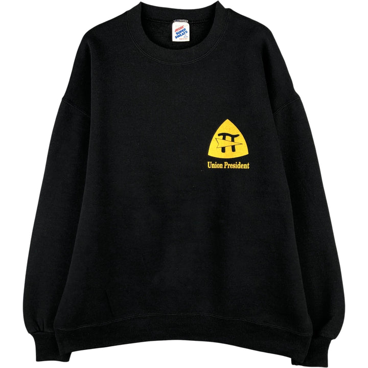 Vintage 80s-90'S Jerzees printed sweatshirt, sweatshirt, made in USA, men's XL size cotton black type Vintage Second Hand
