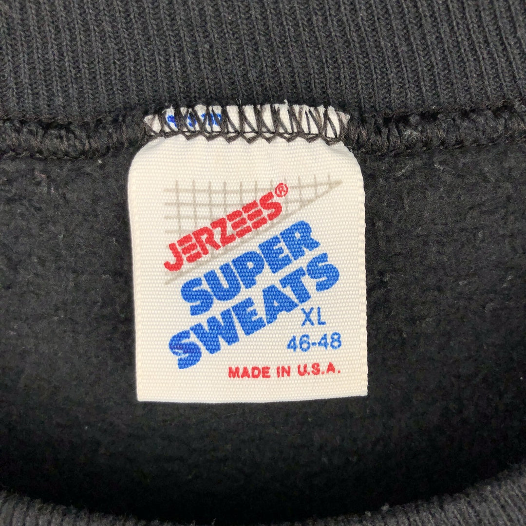 Vintage 80s-90'S Jerzees printed sweatshirt, sweatshirt, made in USA, men's XL size cotton black type Vintage Second Hand