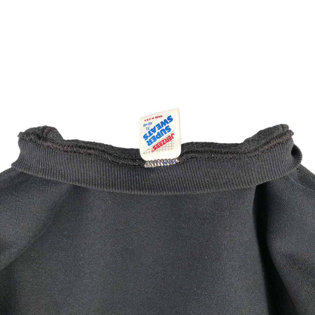 Vintage 80s-90'S Jerzees printed sweatshirt, sweatshirt, made in USA, men's XL size cotton black type Vintage Second Hand