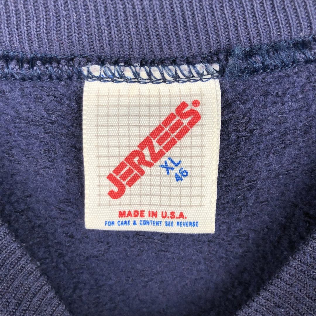 Vintage 80s-90'S Jerzees printed sweatshirt, sweatshirt, made in USA, men's XL size cotton navy blue type Vintage Second Hand