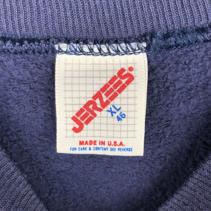 Vintage 80s-90'S Jerzees printed sweatshirt, sweatshirt, made in USA, men's XL size cotton navy blue type Vintage Second Hand
