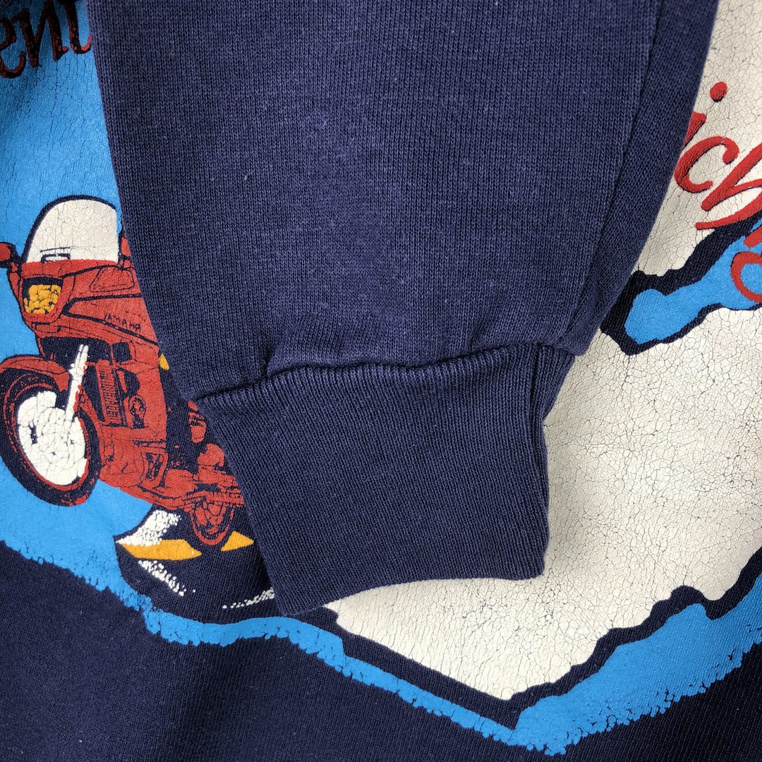 Vintage 80s-90'S Jerzees printed sweatshirt, sweatshirt, made in USA, men's XL size cotton navy blue type Vintage Second Hand