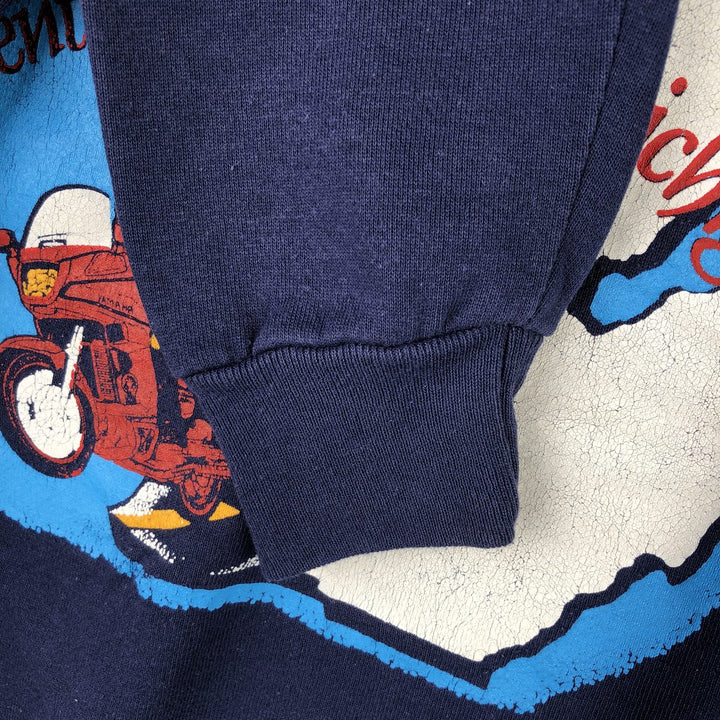 Vintage 80s-90'S Jerzees printed sweatshirt, sweatshirt, made in USA, men's XL size cotton navy blue type Vintage Second Hand