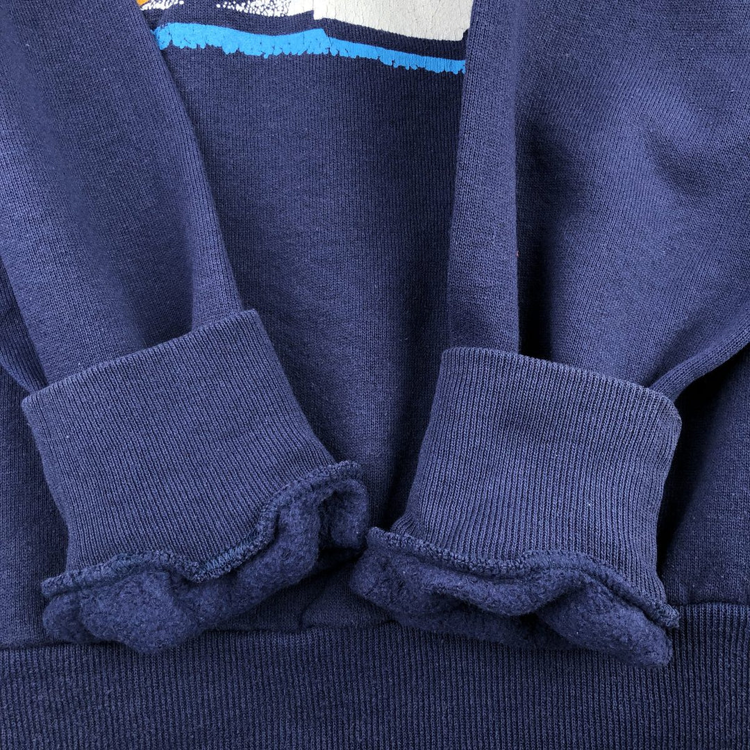 Vintage 80s-90'S Jerzees printed sweatshirt, sweatshirt, made in USA, men's XL size cotton navy blue type Vintage Second Hand