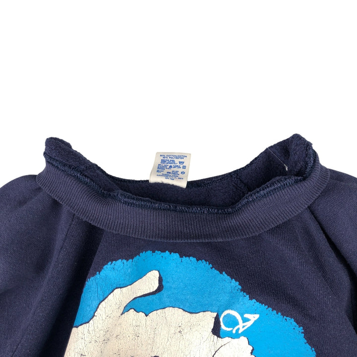 Vintage 80s-90'S Jerzees printed sweatshirt, sweatshirt, made in USA, men's XL size cotton navy blue type Vintage Second Hand