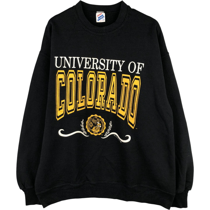 Vintage 1980'S Jerseys Super Sweats triple print college sweatshirt, made in the USA, men's size XL cotton black type Vintage Second Hand