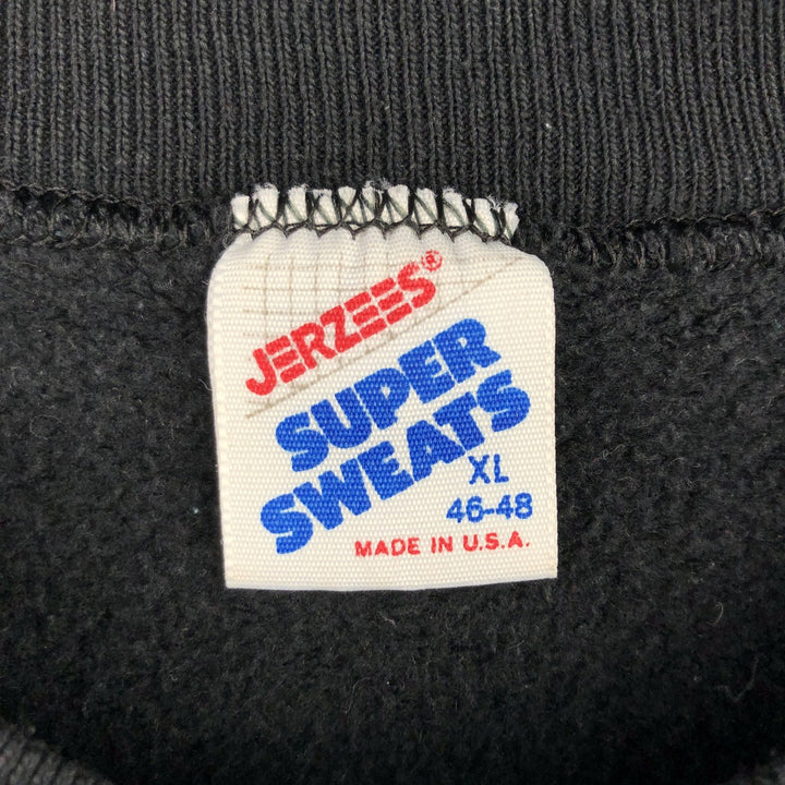Vintage 1980'S Jerseys Super Sweats triple print college sweatshirt, made in the USA, men's size XL cotton black type Vintage Second Hand