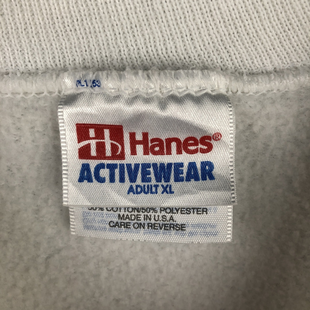 90'S Hanes ACTIVEWEAR Printed Sweatshirt Trainer Made in USA Men's XL Vintage cotton white type Vintage Second Hand