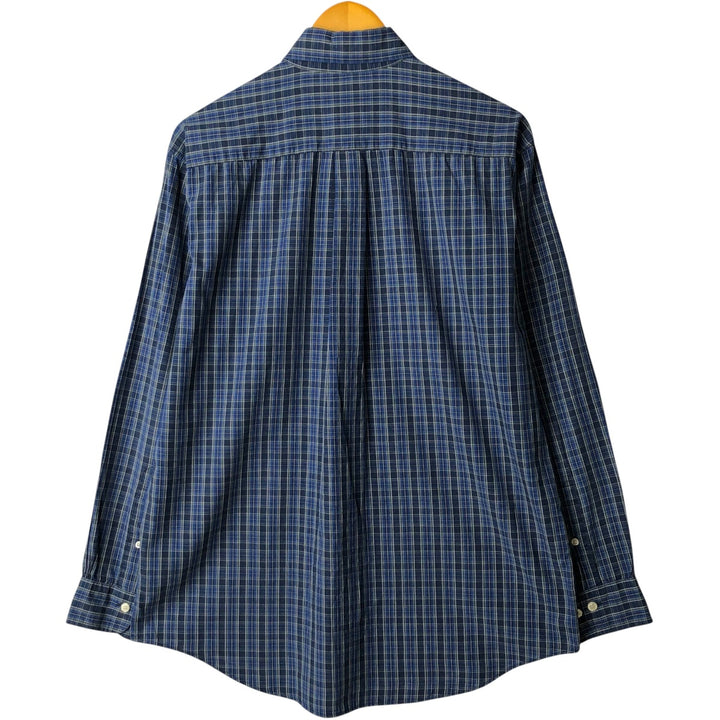 Brooks Brothers 346 Long Sleeve Button-Down Check Shirt, Men's Size Medium cotton navy blue type Vintage Second Hand