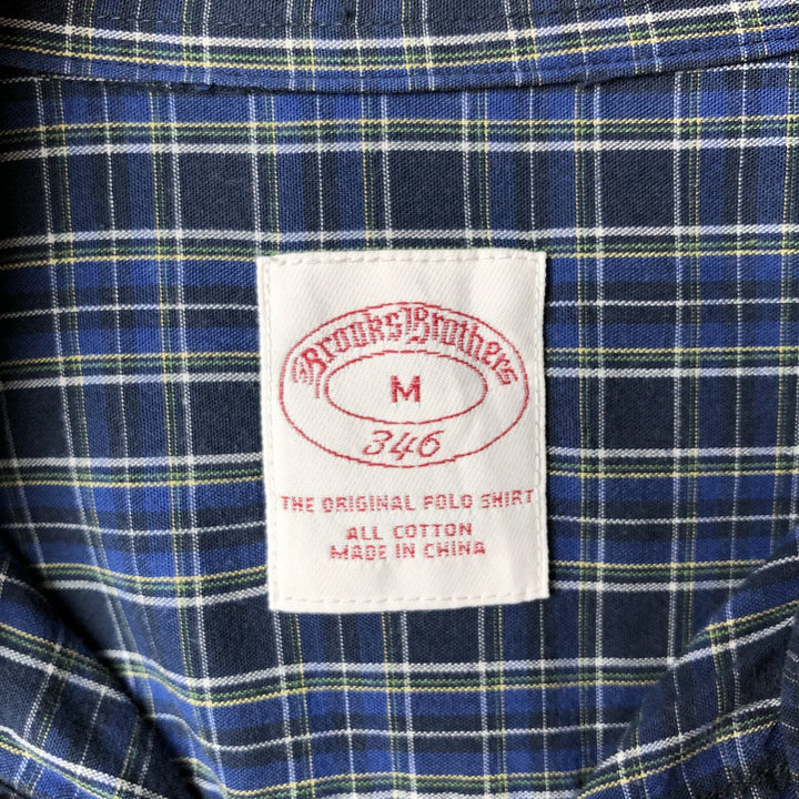Brooks Brothers 346 Long Sleeve Button-Down Check Shirt, Men's Size Medium cotton navy blue type Vintage Second Hand