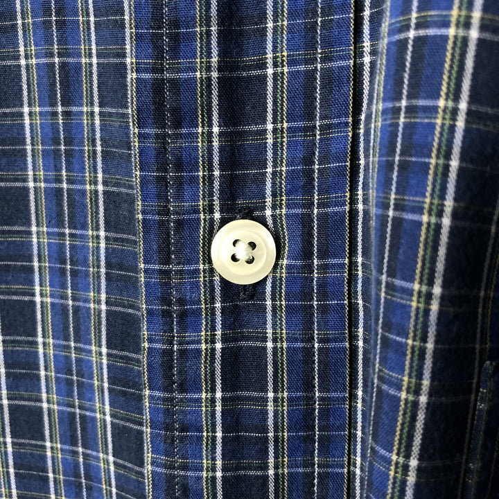 Brooks Brothers 346 Long Sleeve Button-Down Check Shirt, Men's Size Medium cotton navy blue type Vintage Second Hand