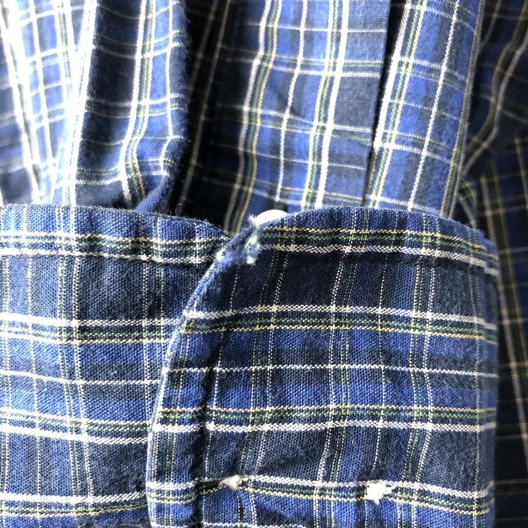 Brooks Brothers 346 Long Sleeve Button-Down Check Shirt, Men's Size Medium cotton navy blue type Vintage Second Hand