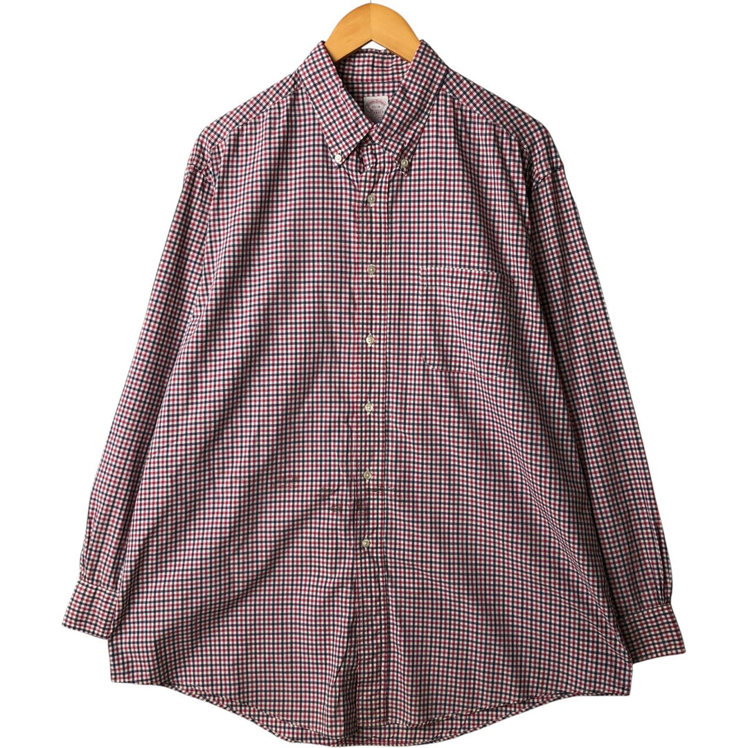 Vintage 1980s-1990'S Brooks Brothers MAKERS gingham check long-sleeve button-down check shirt, Made in USA, Men's XL cotton red type Vintage Second Hand