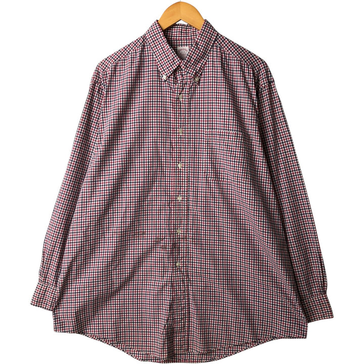 Vintage 1980s-1990'S Brooks Brothers MAKERS gingham check long-sleeve button-down check shirt, Made in USA, Men's XL cotton red type Vintage Second Hand