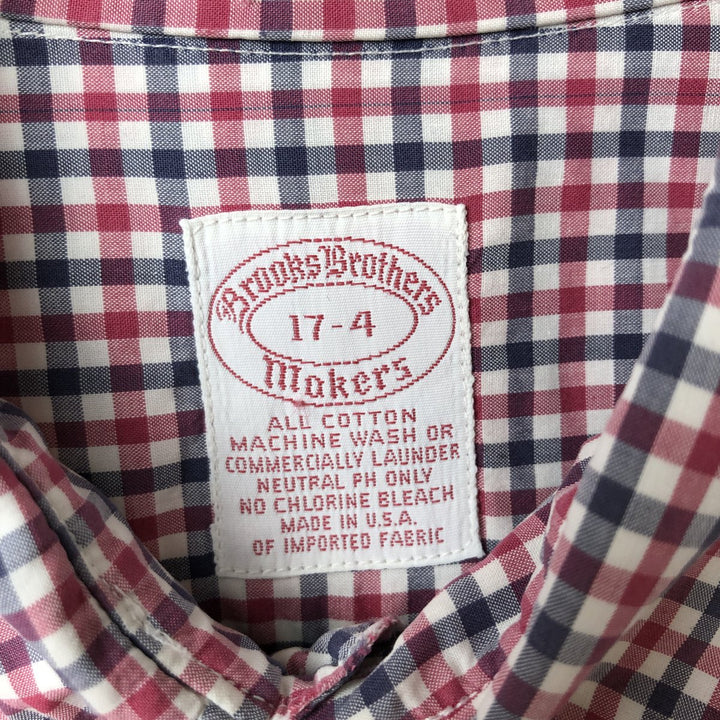 Vintage 1980s-1990'S Brooks Brothers MAKERS gingham check long-sleeve button-down check shirt, Made in USA, Men's XL cotton red type Vintage Second Hand