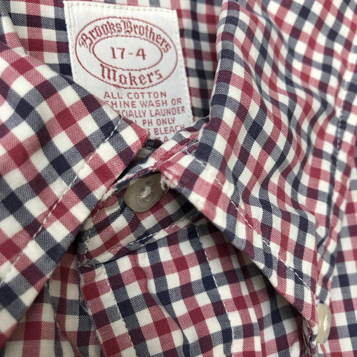 Vintage 1980s-1990'S Brooks Brothers MAKERS gingham check long-sleeve button-down check shirt, Made in USA, Men's XL cotton red type Vintage Second Hand