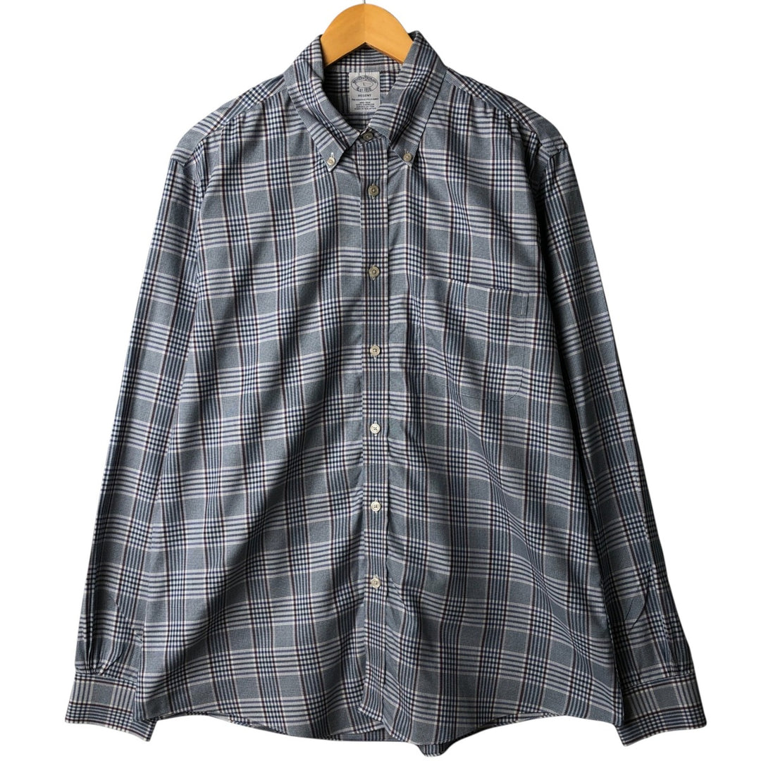 Brooks Brothers Est.1818 Long Sleeve Button-Down Check Shirt, Men's Size L Supima Cotton white type Vintage Second Hand