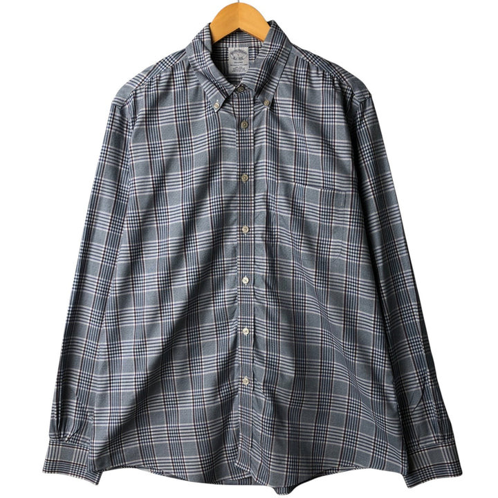 Brooks Brothers Est.1818 Long Sleeve Button-Down Check Shirt, Men's Size L Supima Cotton white type Vintage Second Hand