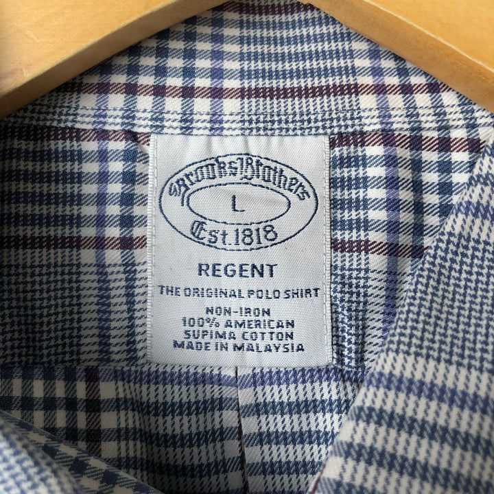 Brooks Brothers Est.1818 Long Sleeve Button-Down Check Shirt, Men's Size L Supima Cotton white type Vintage Second Hand