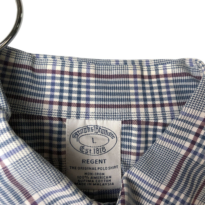 Brooks Brothers Est.1818 Long Sleeve Button-Down Check Shirt, Men's Size L Supima Cotton white type Vintage Second Hand
