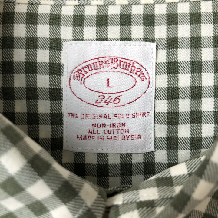 Brooks Brothers 346 Gingham Check Long Sleeve Button-Down Check Shirt, Men's Size L cotton white type Vintage Second Hand