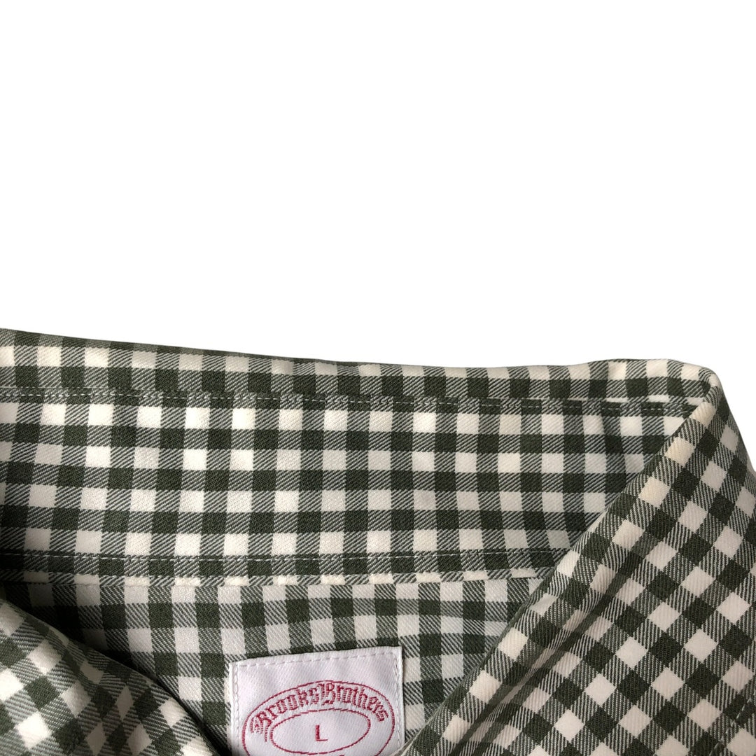 Brooks Brothers 346 Gingham Check Long Sleeve Button-Down Check Shirt, Men's Size L cotton white type Vintage Second Hand