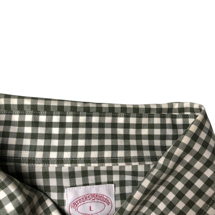 Brooks Brothers 346 Gingham Check Long Sleeve Button-Down Check Shirt, Men's Size L cotton white type Vintage Second Hand