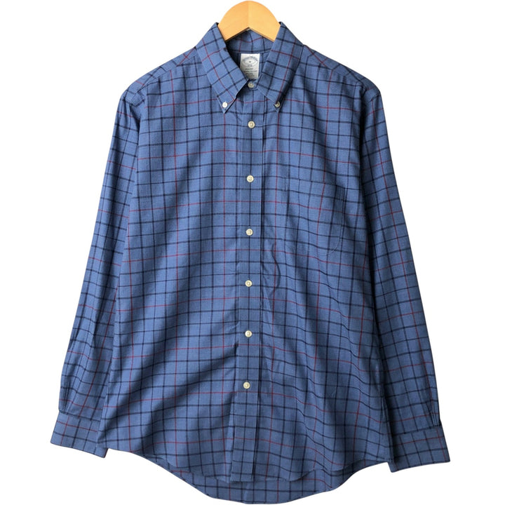 Brooks Brothers 1818 Long Sleeve Button-Down Check Shirt, Men's Size M cotton blue type Vintage Second Hand