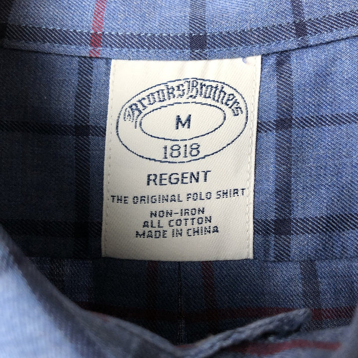 Brooks Brothers 1818 Long Sleeve Button-Down Check Shirt, Men's Size M cotton blue type Vintage Second Hand
