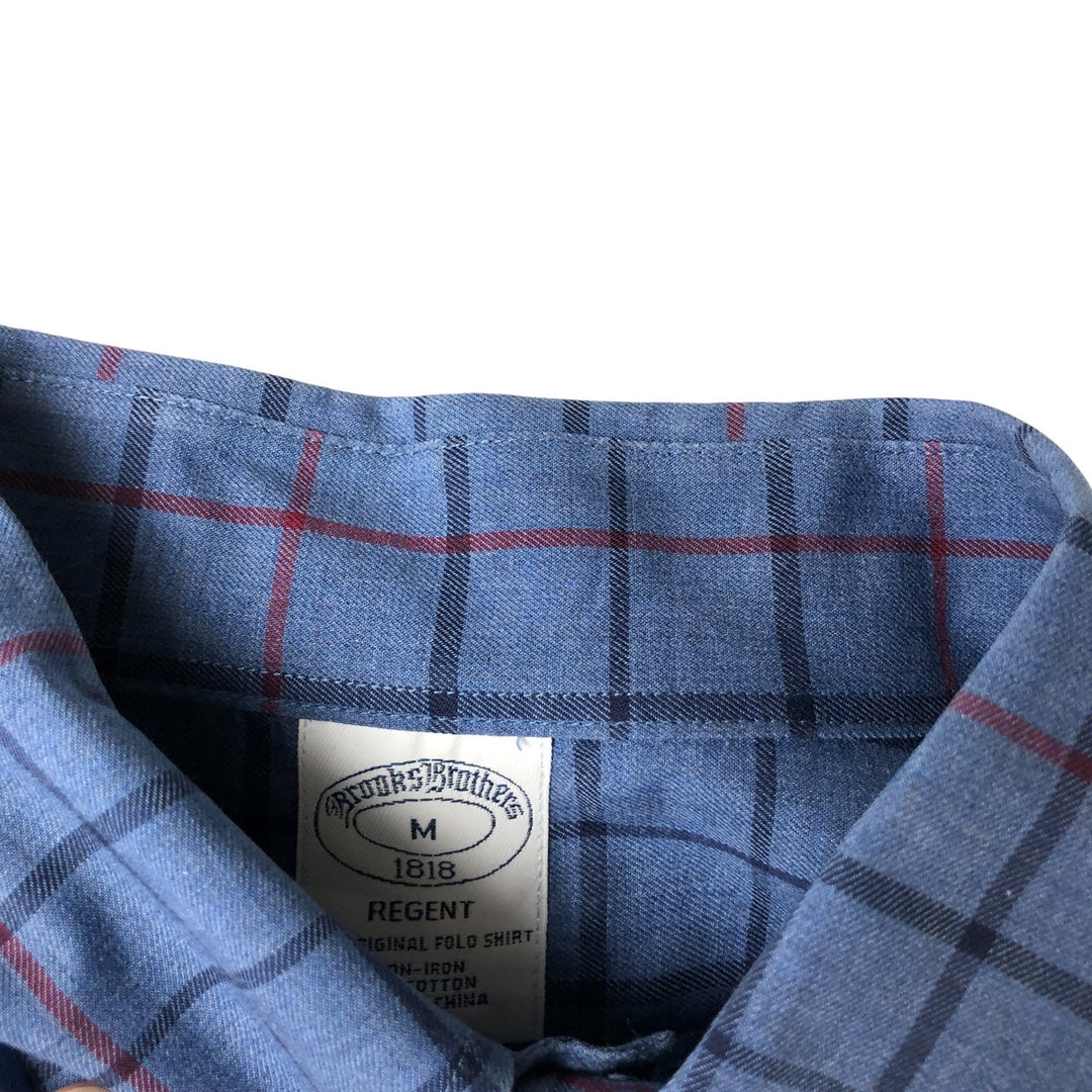 Brooks Brothers 1818 Long Sleeve Button-Down Check Shirt, Men's Size M cotton blue type Vintage Second Hand