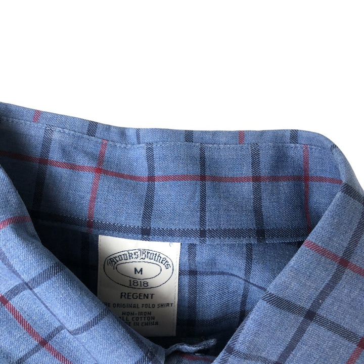 Brooks Brothers 1818 Long Sleeve Button-Down Check Shirt, Men's Size M cotton blue type Vintage Second Hand
