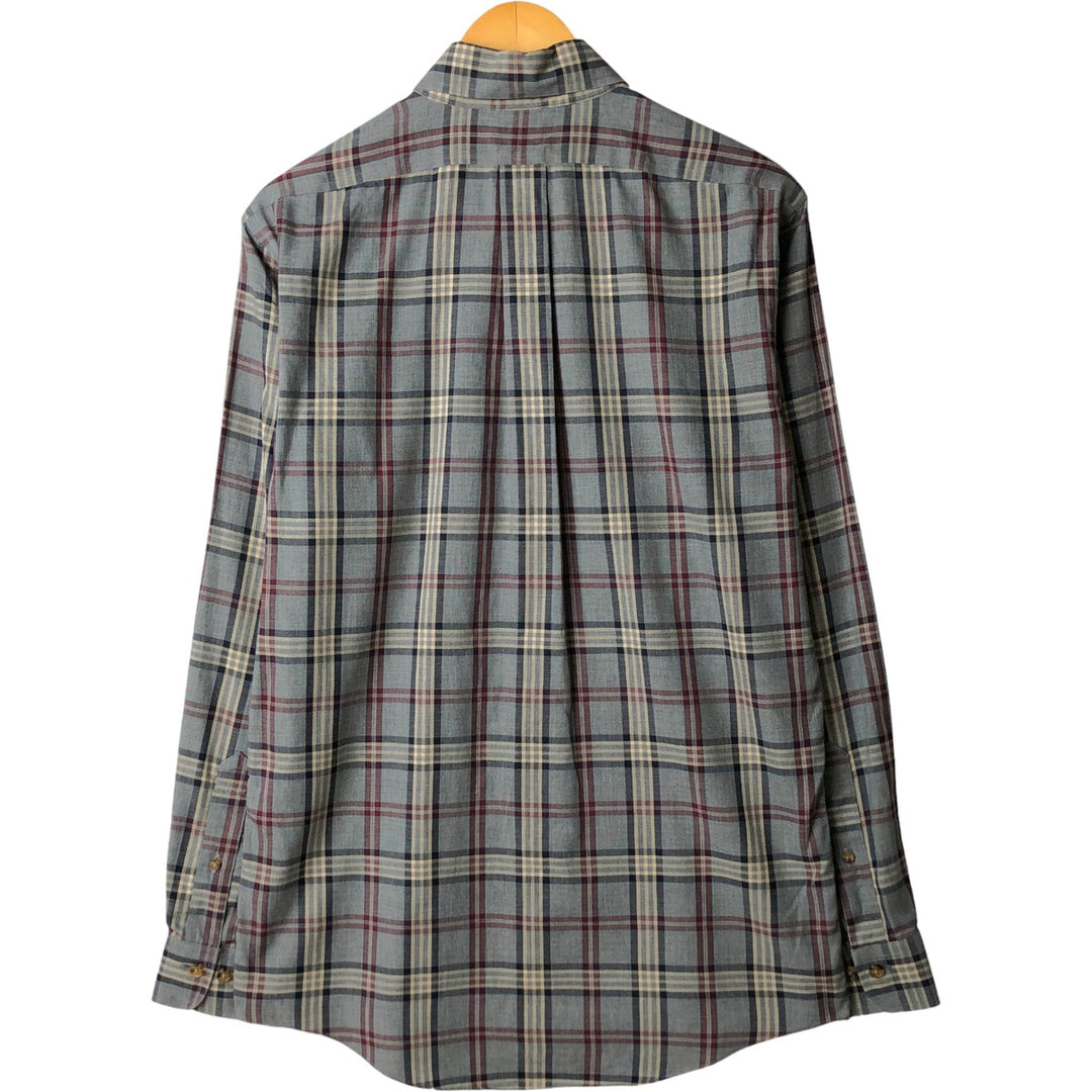 Brooks Brothers Est.1818 Long Sleeve Button-Down Check Shirt, Men's Size M Supima Cotton gray type Vintage Second Hand