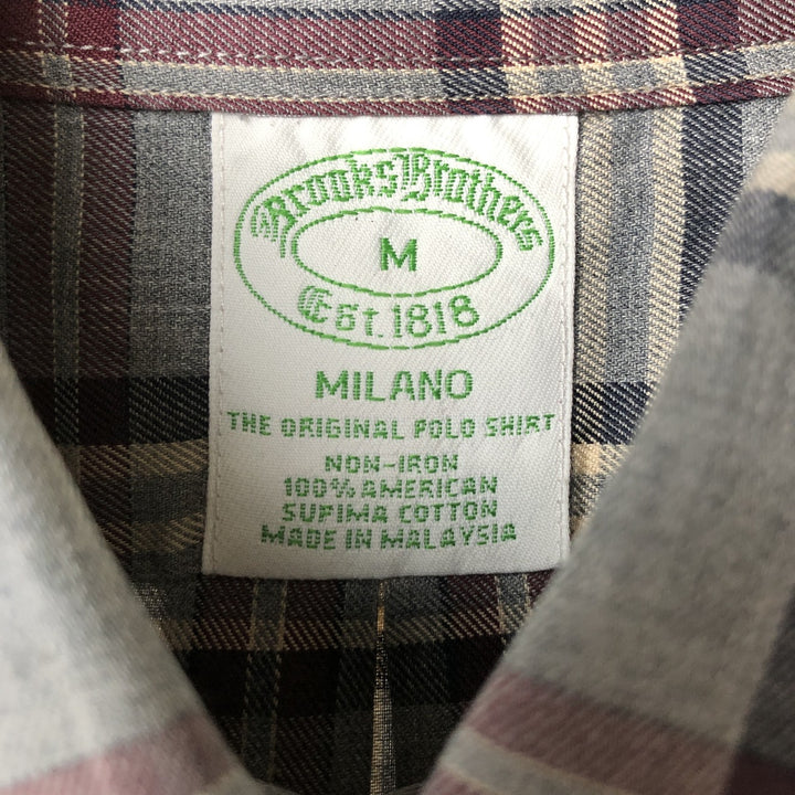 Brooks Brothers Est.1818 Long Sleeve Button-Down Check Shirt, Men's Size M Supima Cotton gray type Vintage Second Hand