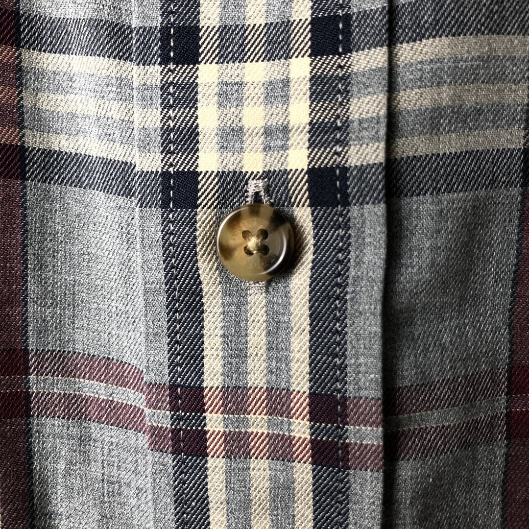 Brooks Brothers Est.1818 Long Sleeve Button-Down Check Shirt, Men's Size M Supima Cotton gray type Vintage Second Hand