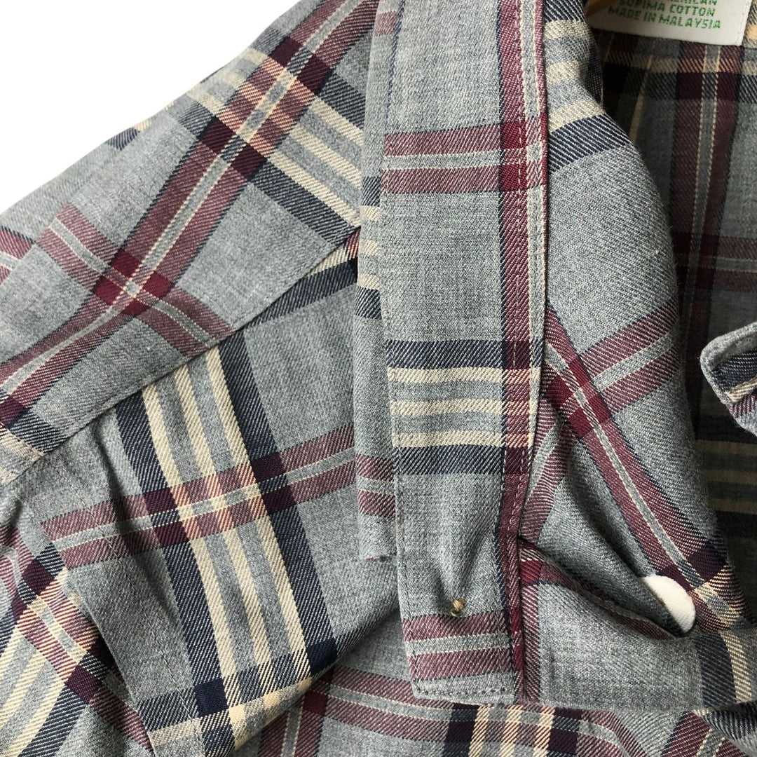 Brooks Brothers Est.1818 Long Sleeve Button-Down Check Shirt, Men's Size M Supima Cotton gray type Vintage Second Hand