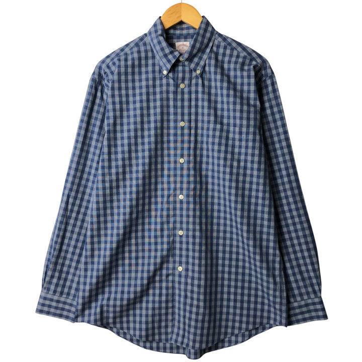 Brooks Brothers Est.1818 Long Sleeve Button-Down Check Shirt, Men's Size M Supima Cotton blue type Vintage Second Hand