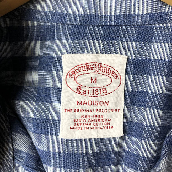 Brooks Brothers Est.1818 Long Sleeve Button-Down Check Shirt, Men's Size M Supima Cotton blue type Vintage Second Hand
