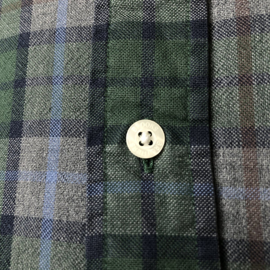 Brooks Brothers Est.1818 Long Sleeve Button-Down Check Shirt, Men's Size L cotton Green type dark green Vintage Second Hand