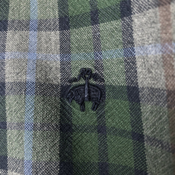 Brooks Brothers Est.1818 Long Sleeve Button-Down Check Shirt, Men's Size L cotton Green type dark green Vintage Second Hand