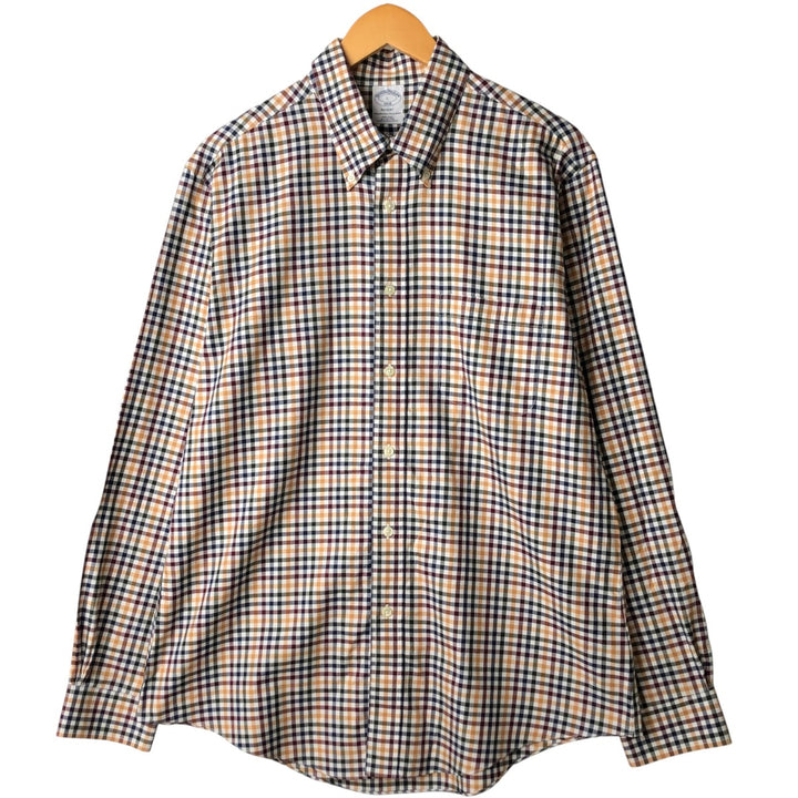 Brooks Brothers 1818 Long Sleeve Button-Down Check Shirt, Men's Size L cotton white type Vintage Second Hand