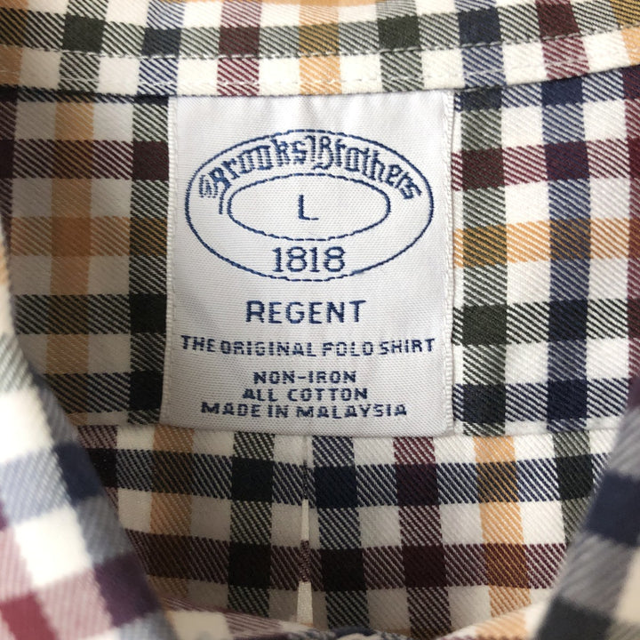 Brooks Brothers 1818 Long Sleeve Button-Down Check Shirt, Men's Size L cotton white type Vintage Second Hand