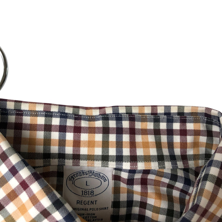 Brooks Brothers 1818 Long Sleeve Button-Down Check Shirt, Men's Size L cotton white type Vintage Second Hand