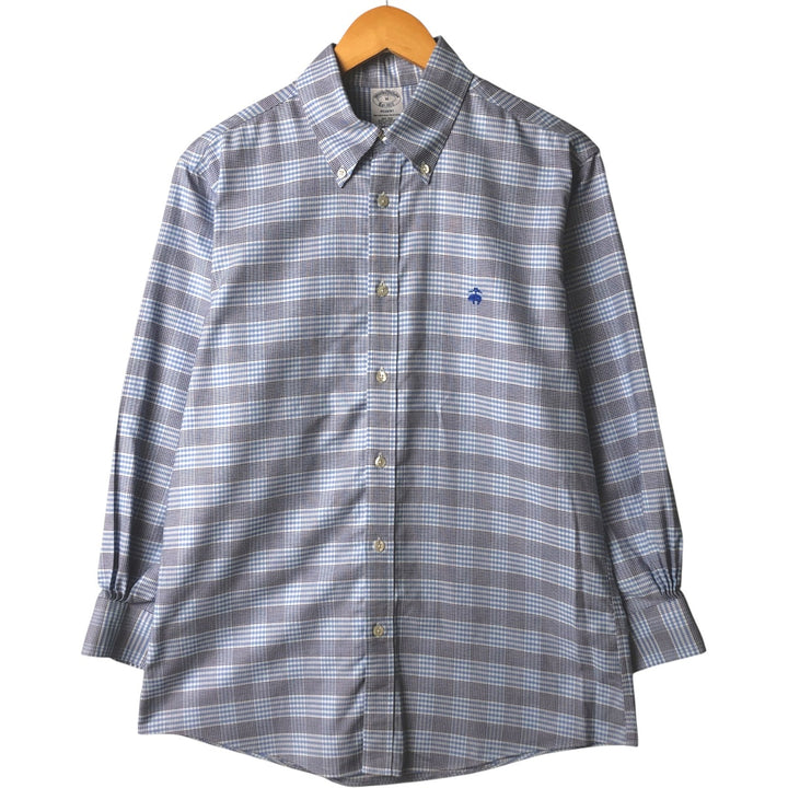 Brooks Brothers Est.1818 Long Sleeve Button-Down Check Shirt, Men's Size M Supima Cotton Blue type light blue Vintage Second Hand